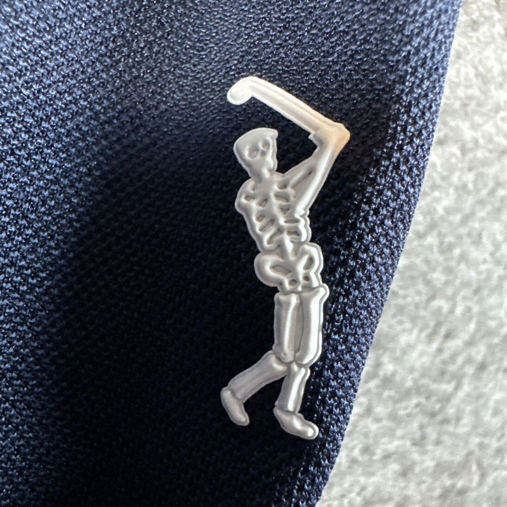 MARK & LONA Womens Performance Golf Polo Shirt Skull Logo Navy Blue Sz XL New - Picture 10 of 11